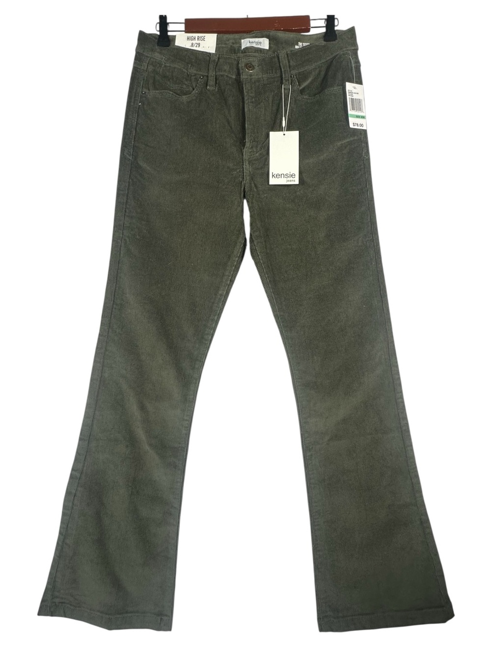 The Tessa Corduroy Olive Green High-Rise Bootcut Jeans